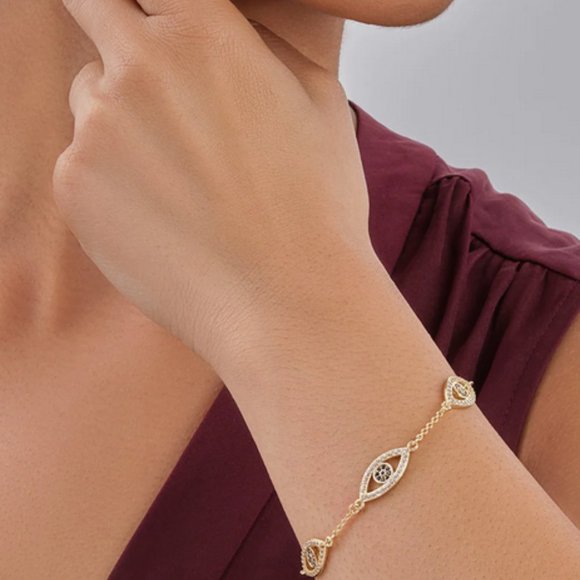 Sterling Forever Evil Eye Bracelet with CZ - Picture 4 of 4